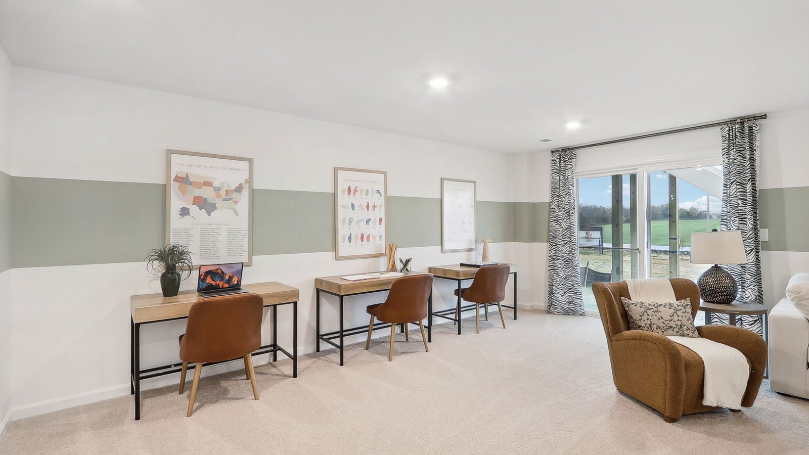 open concept basement living areas