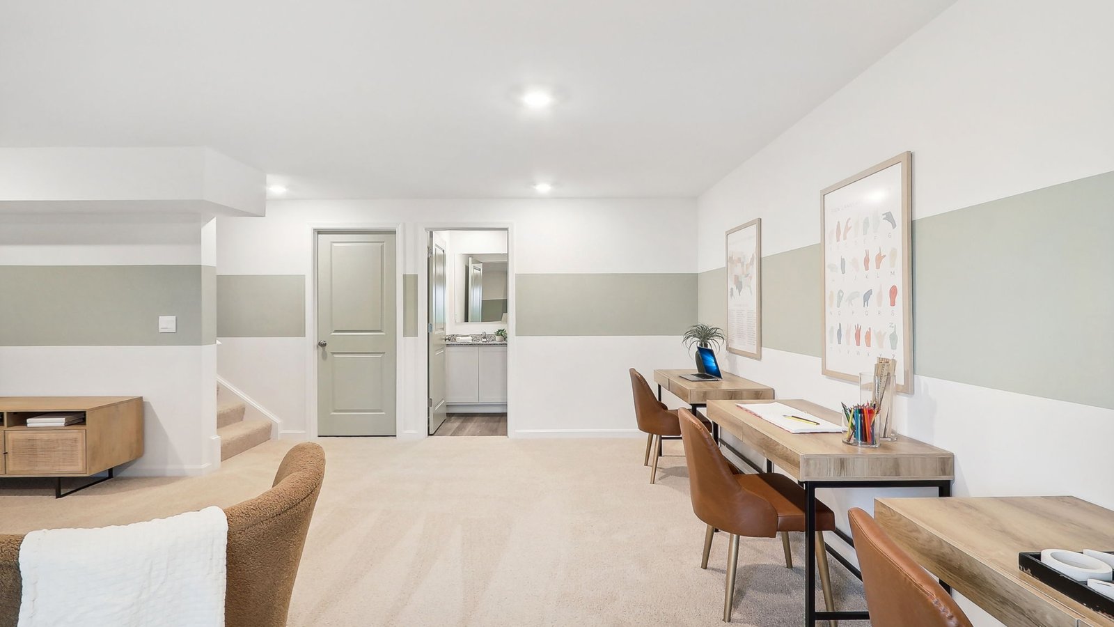 open concept basement living areas