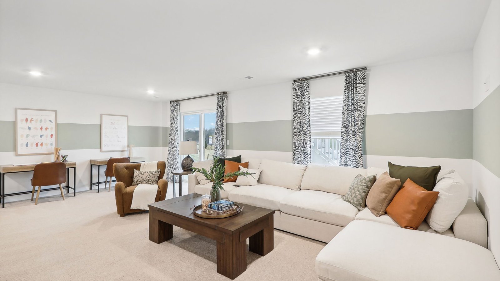 open concept basement living areas