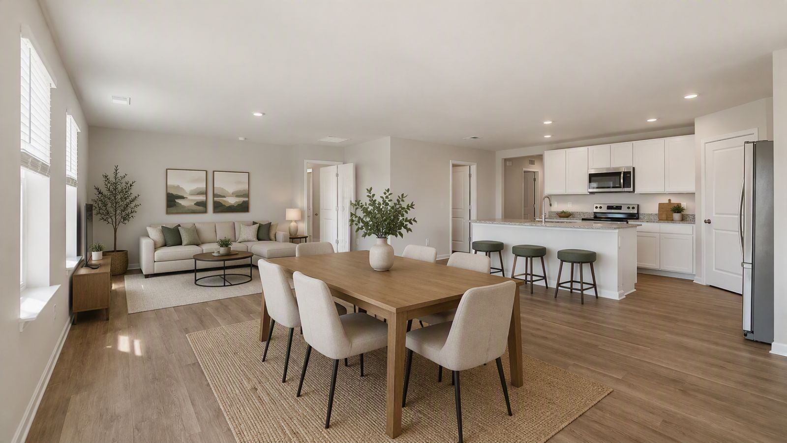 Bright dining space in a new single-family home
