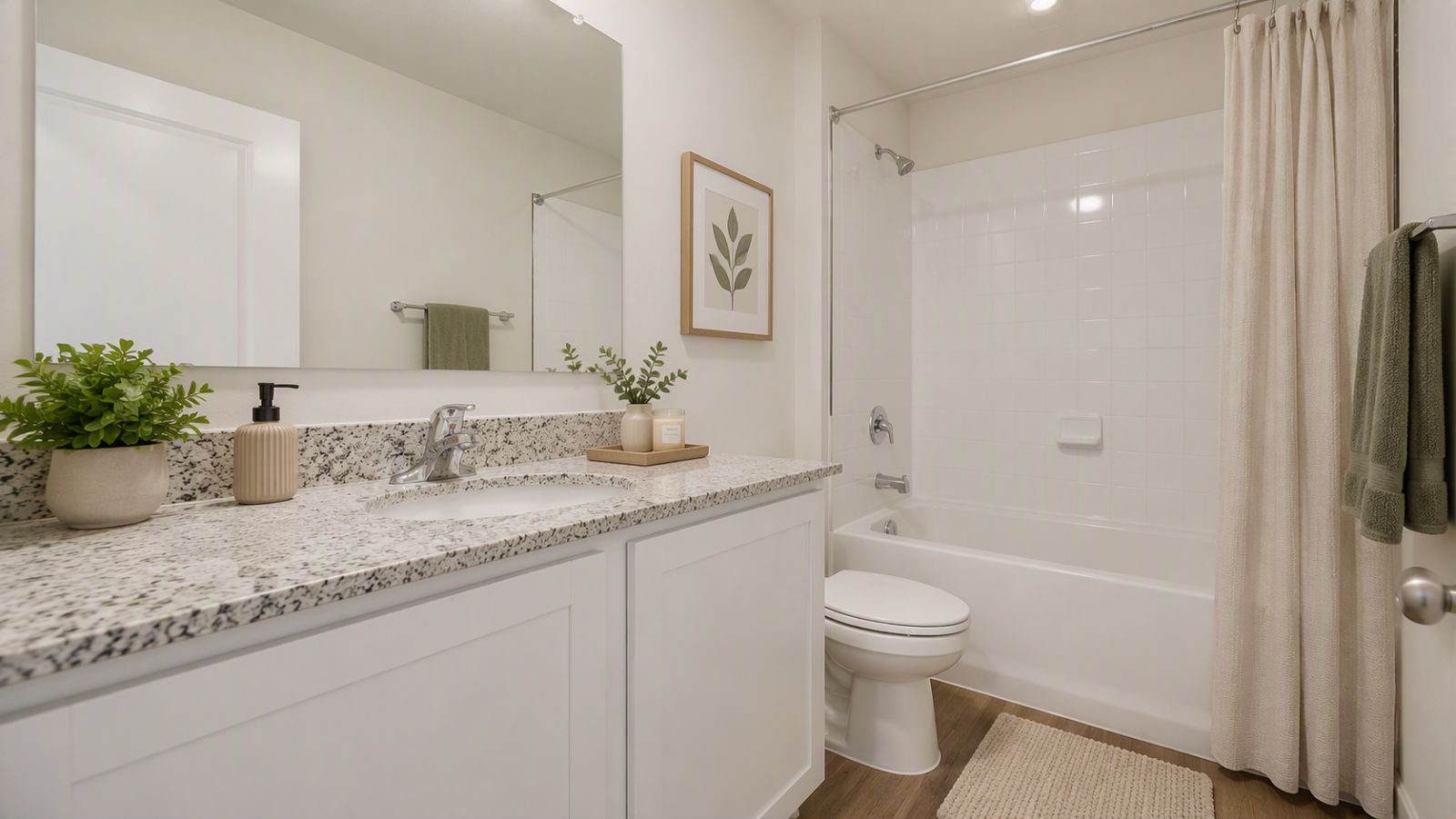 Secondary bathroom in a new construction home
