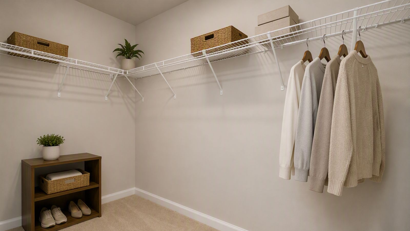 Walk in closet in spacious primary bedroom
