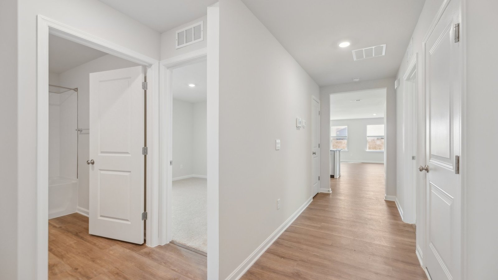 Long foyer is perfect for wall decorating