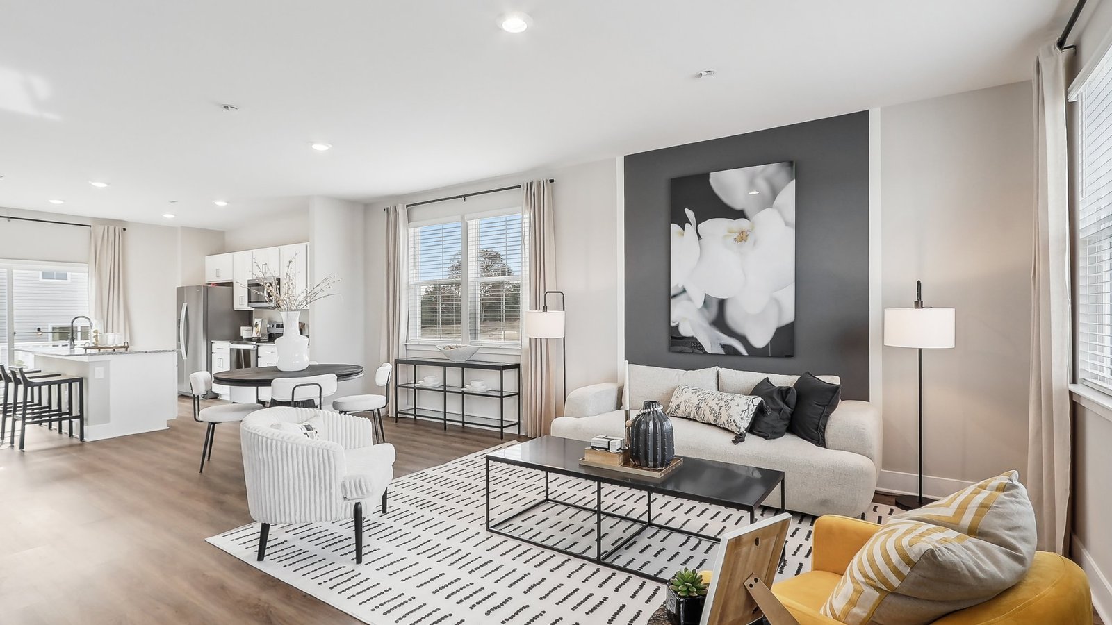 open concept modern design living area