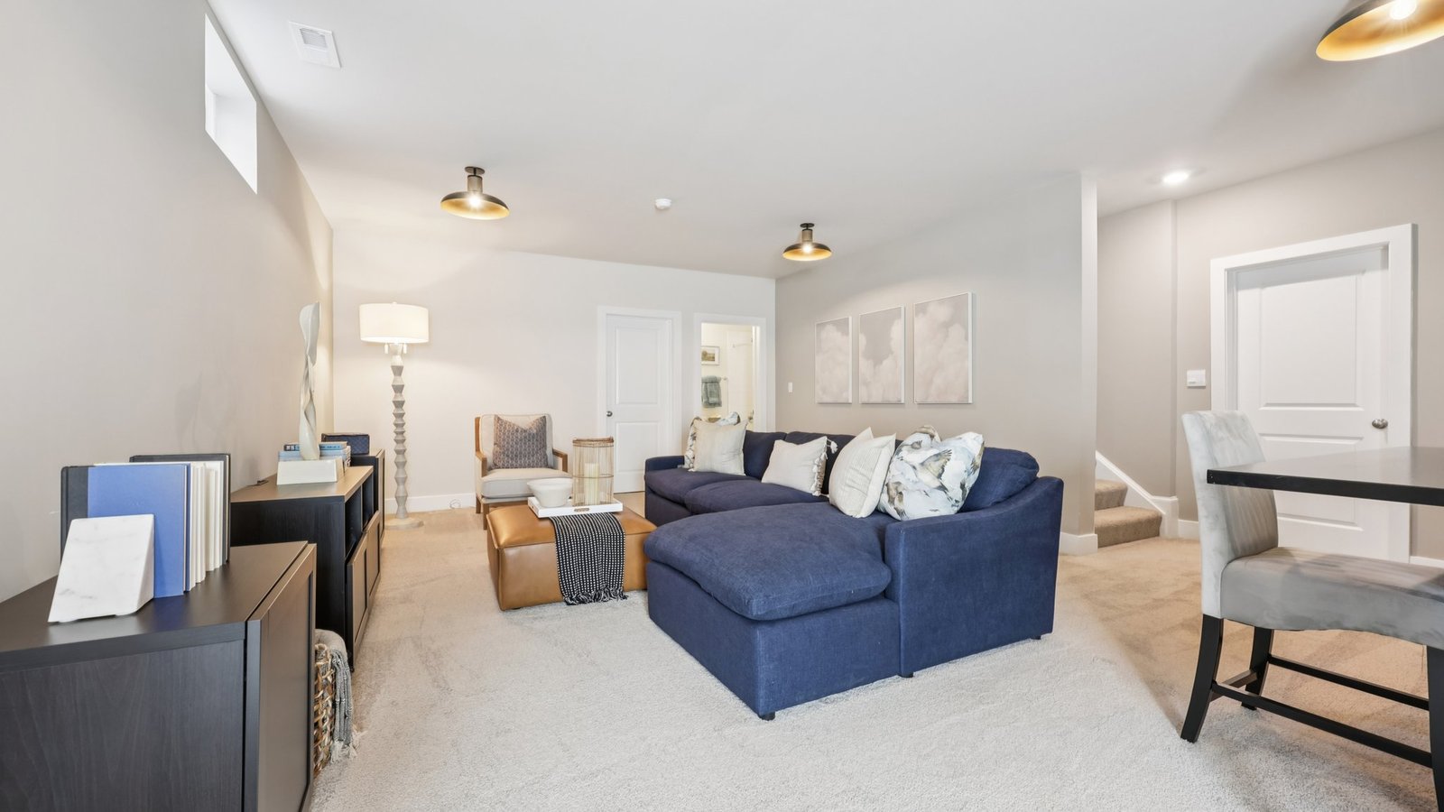 open concept basement living area
