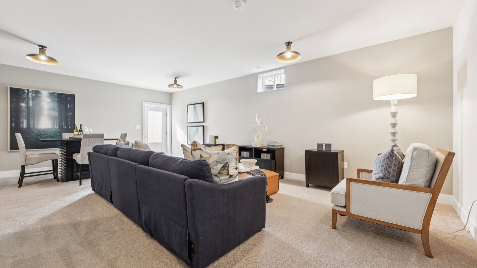 open concept basement living area