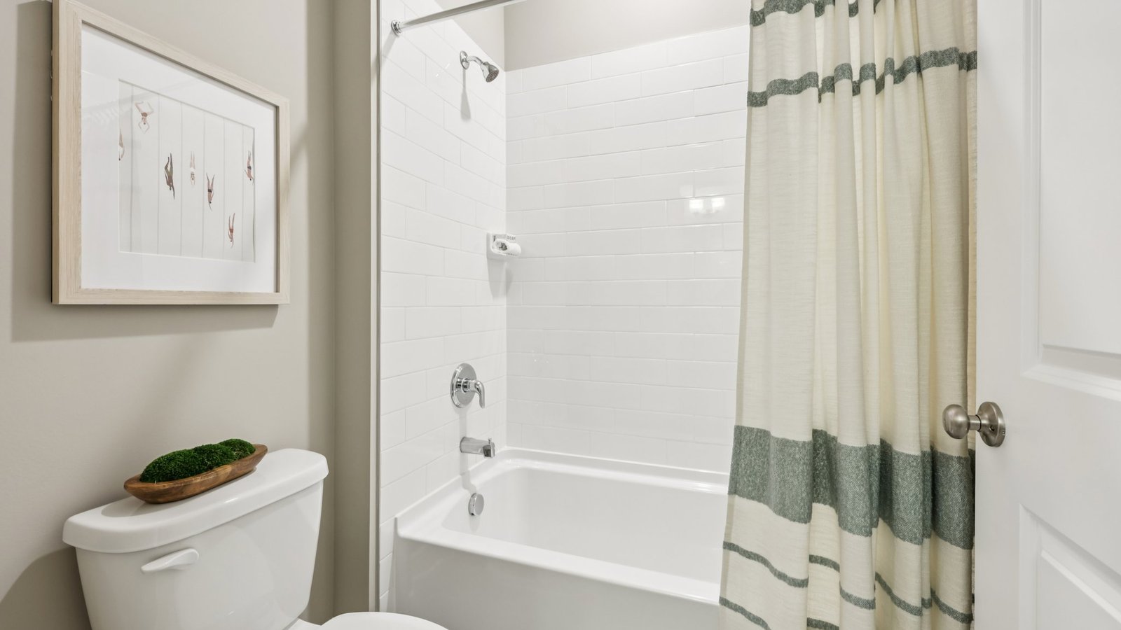 modern secondary bathroom with double sink vanity
