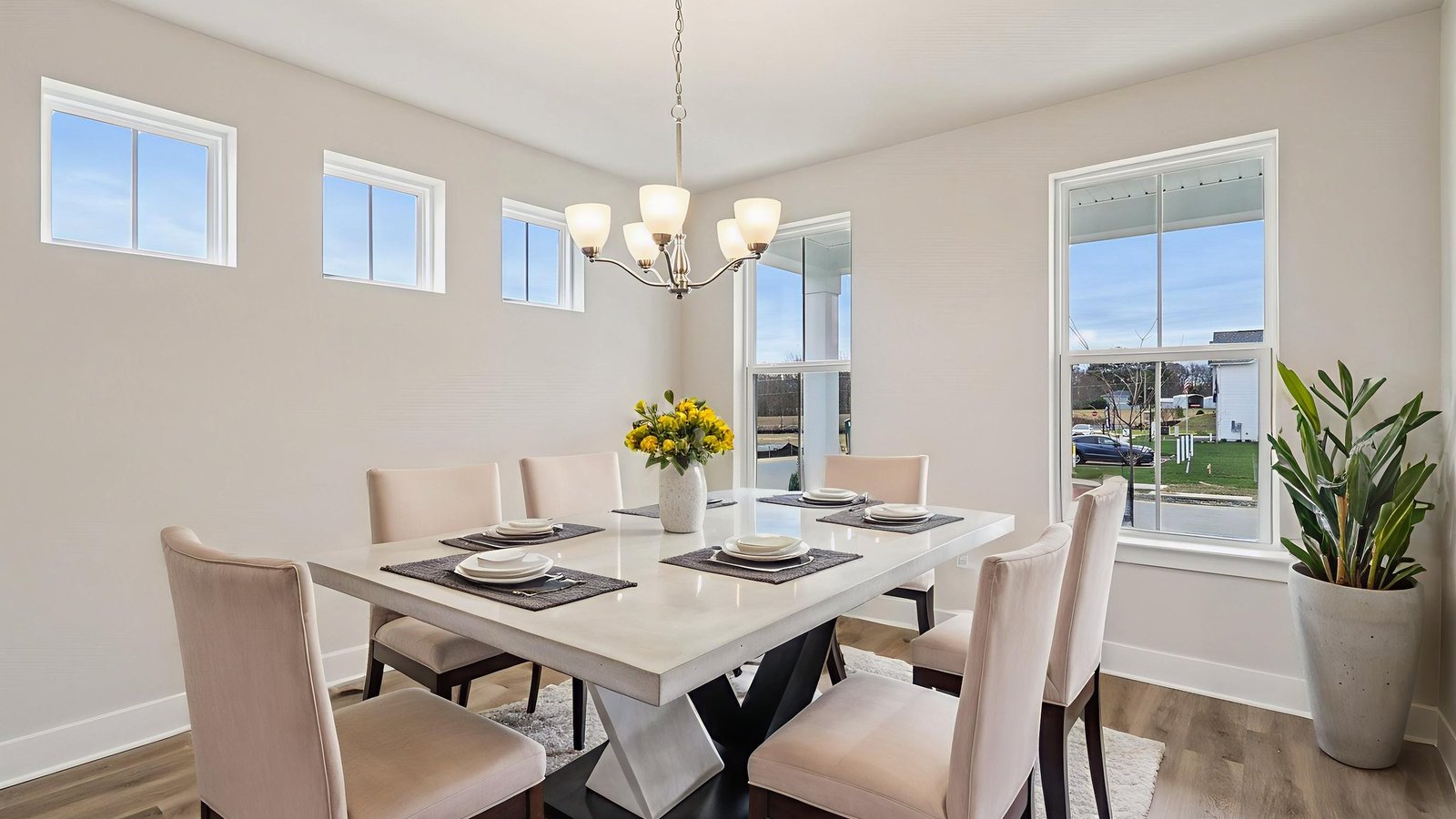 Virtually staged flex room as a formal dining room