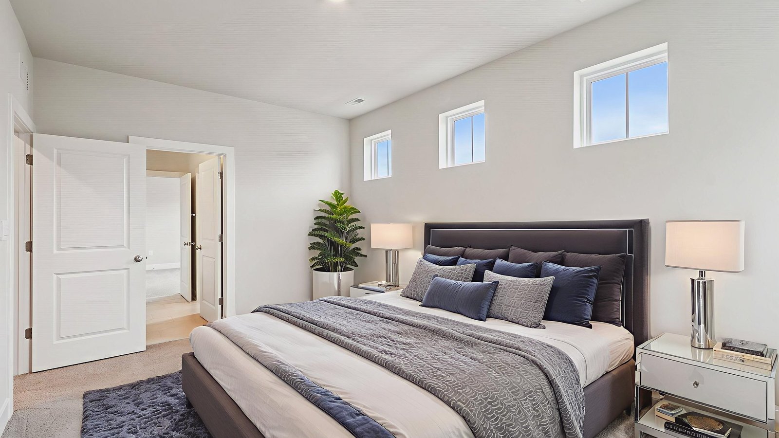 Virtually staged secondary bedroom on a second floor