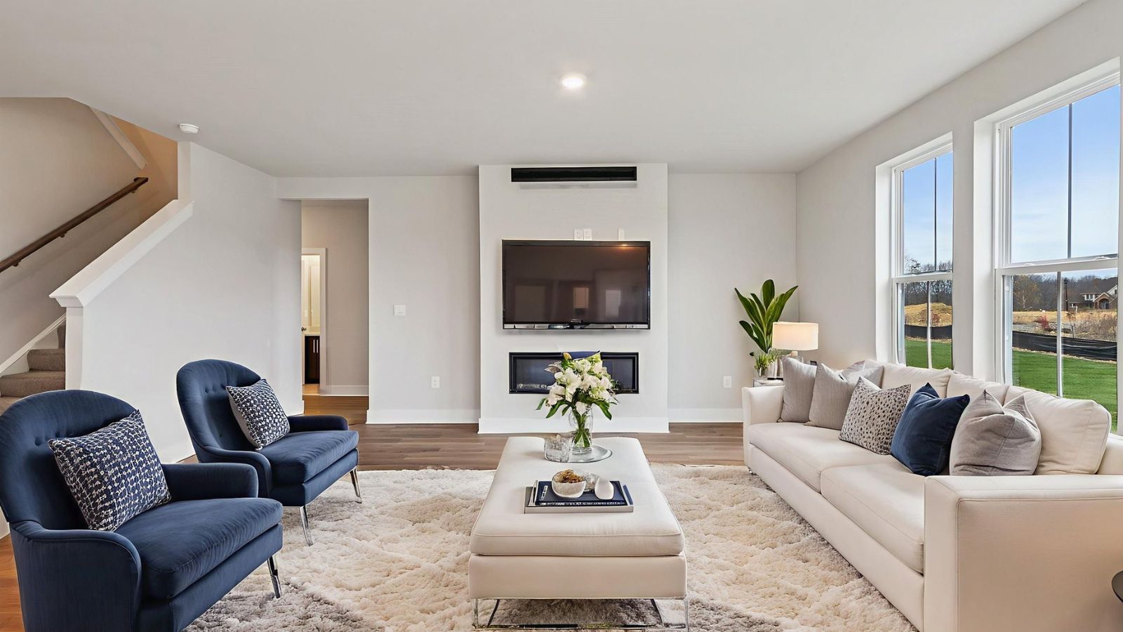Spacious great room with natural light