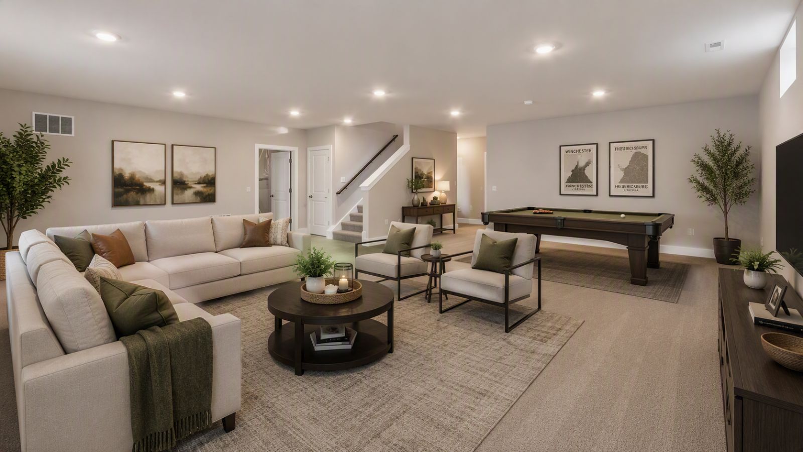 Finished basement in Fredericksburg VA home