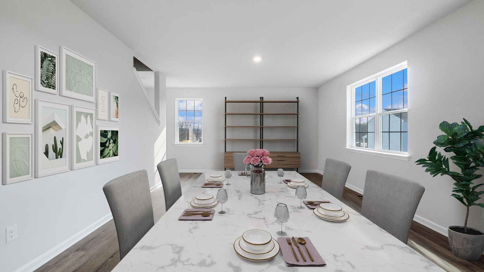 modern open concept dining room