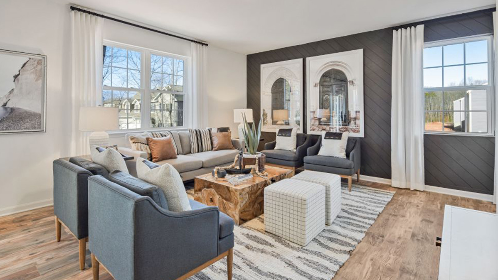 open concept living room and dining room