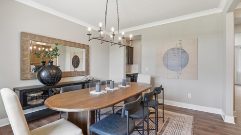 Formal dining opens straight into the kitchen