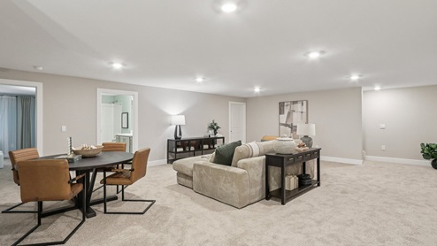 The finished basement offers an additional 1,021 sq. ft. of a living space with a rec room, full bath, and bedroom