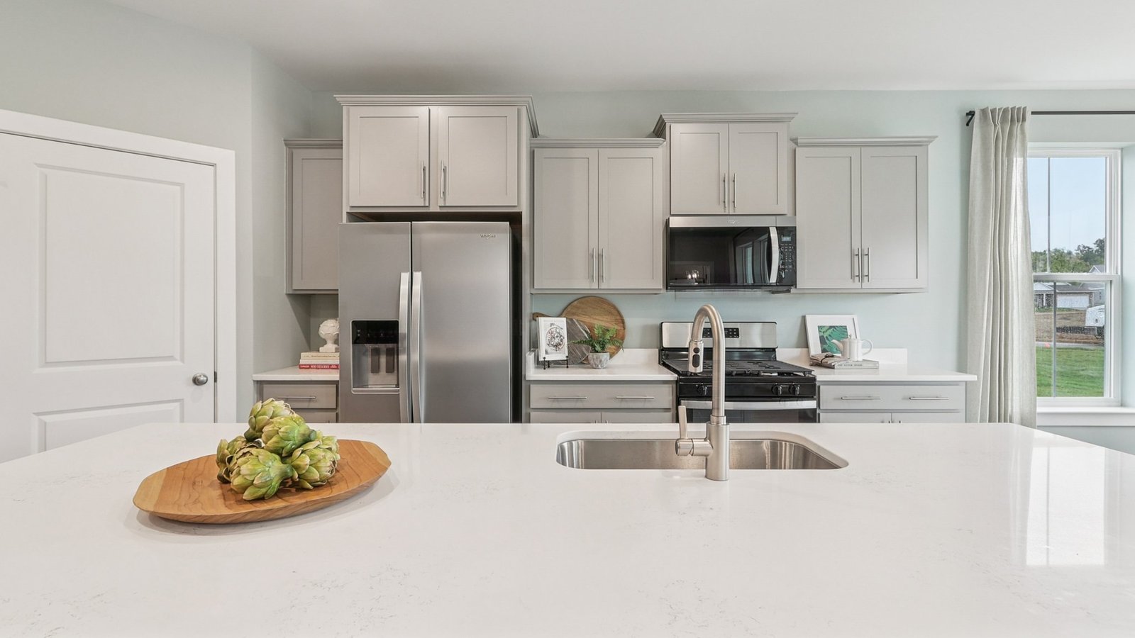 Beautiful gray cabinets in the kitchen
