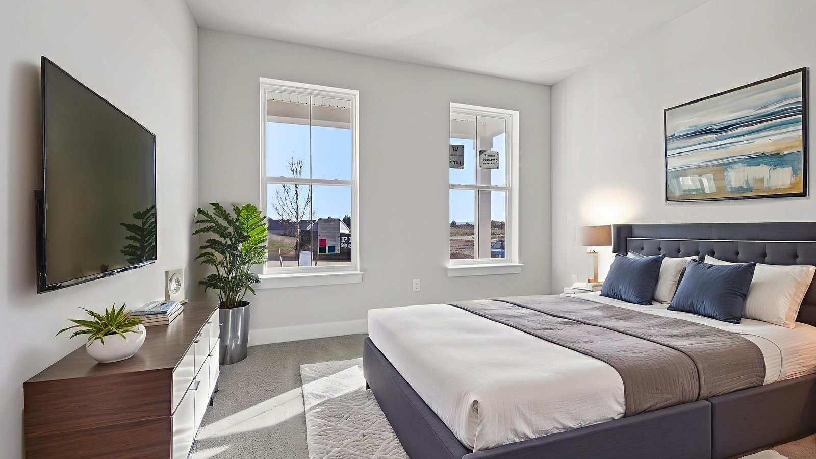 Virtually staged secondary bedroom