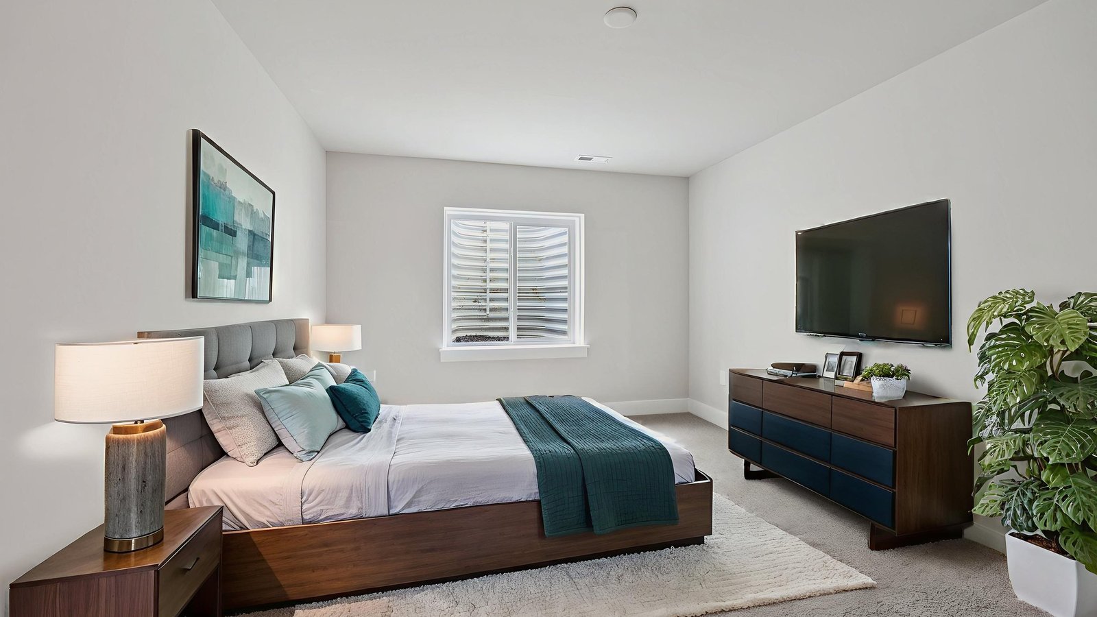 modern basement bedroom
