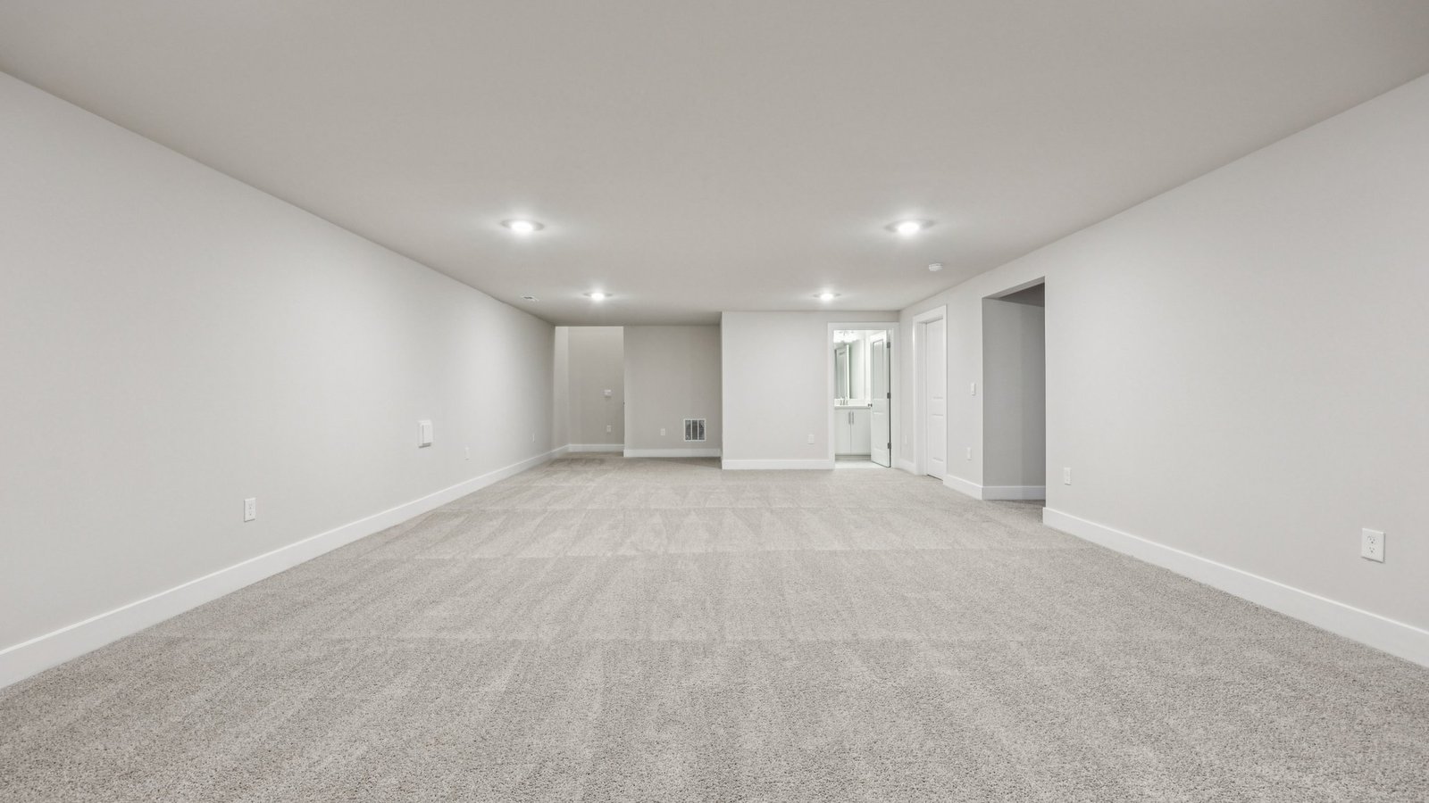 open concept spacious basement living