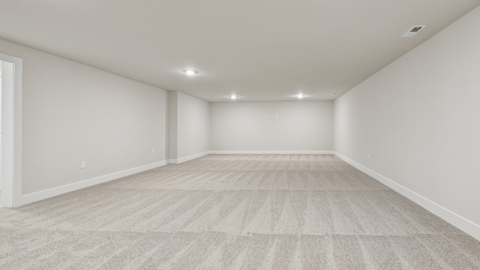 open concept basement living area