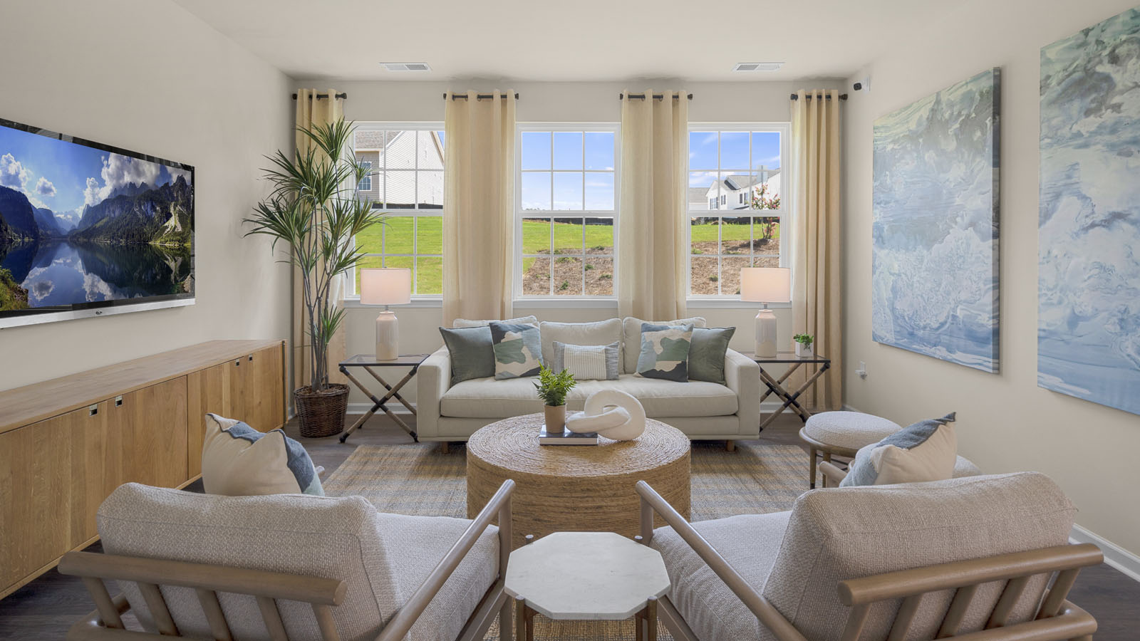 open concept modern living room