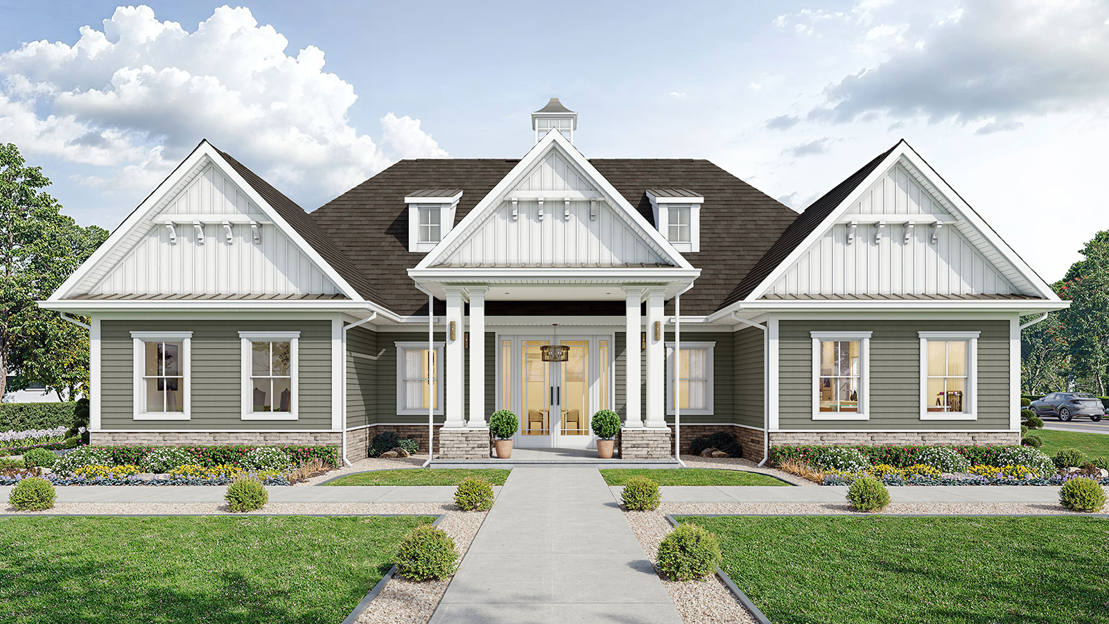 willow run clubhouse with moss tree siding