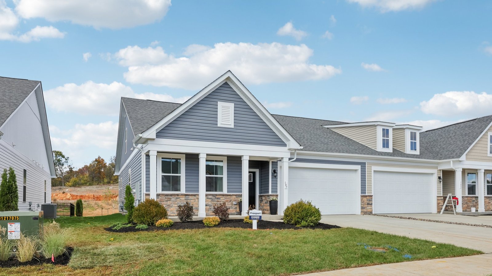 2 car garage and front porch