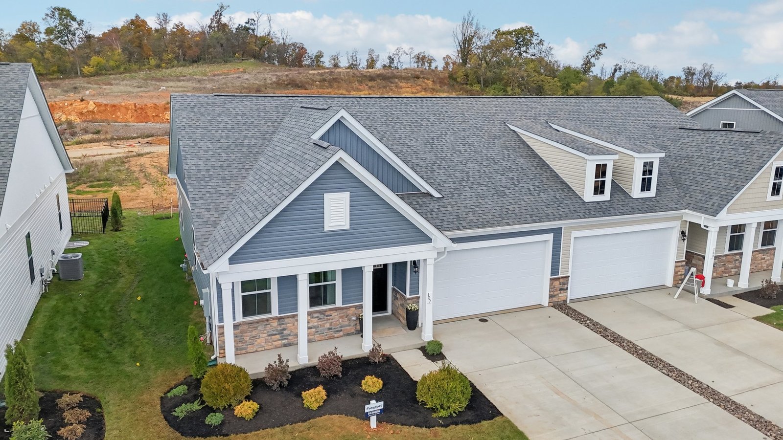 2 car garage and front porch