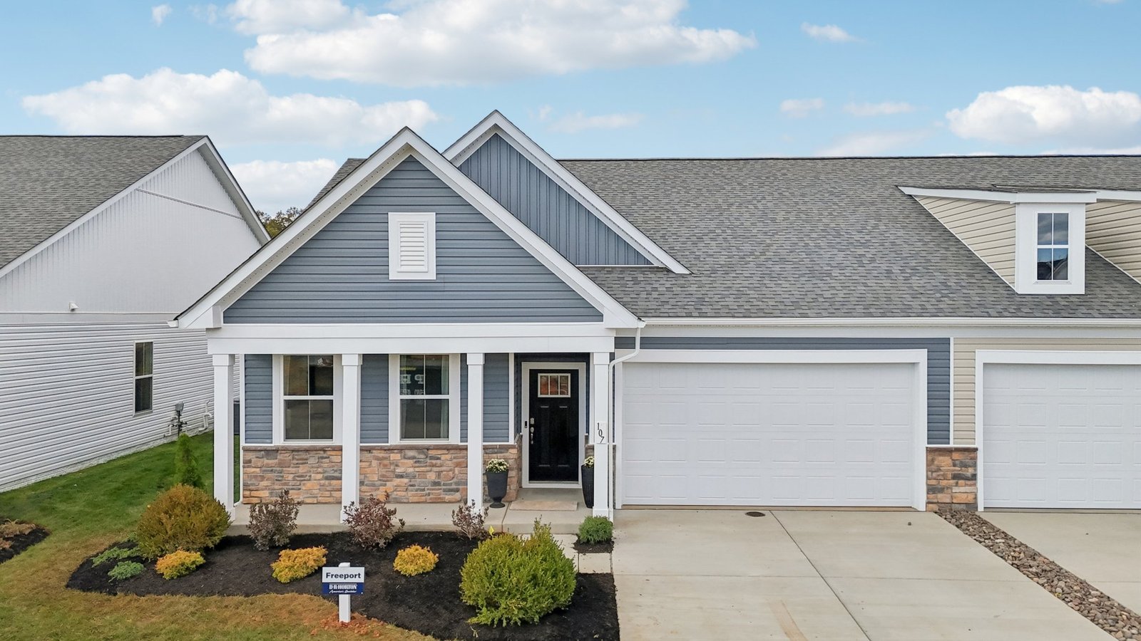 2 car garage and front porch