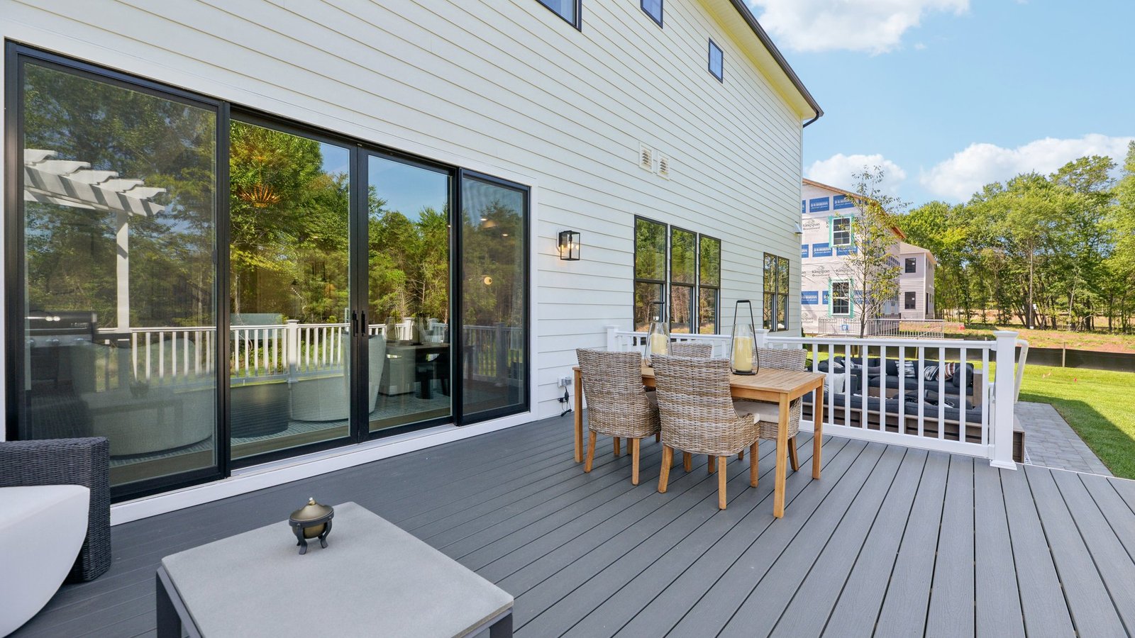 You can get to the patio through large glass doors