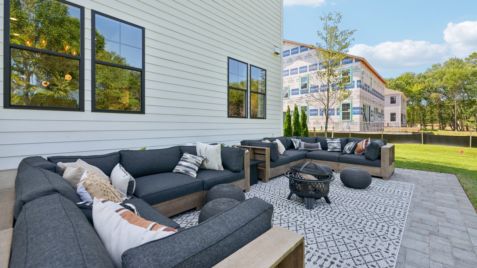 The lower half of the patio is set on stone