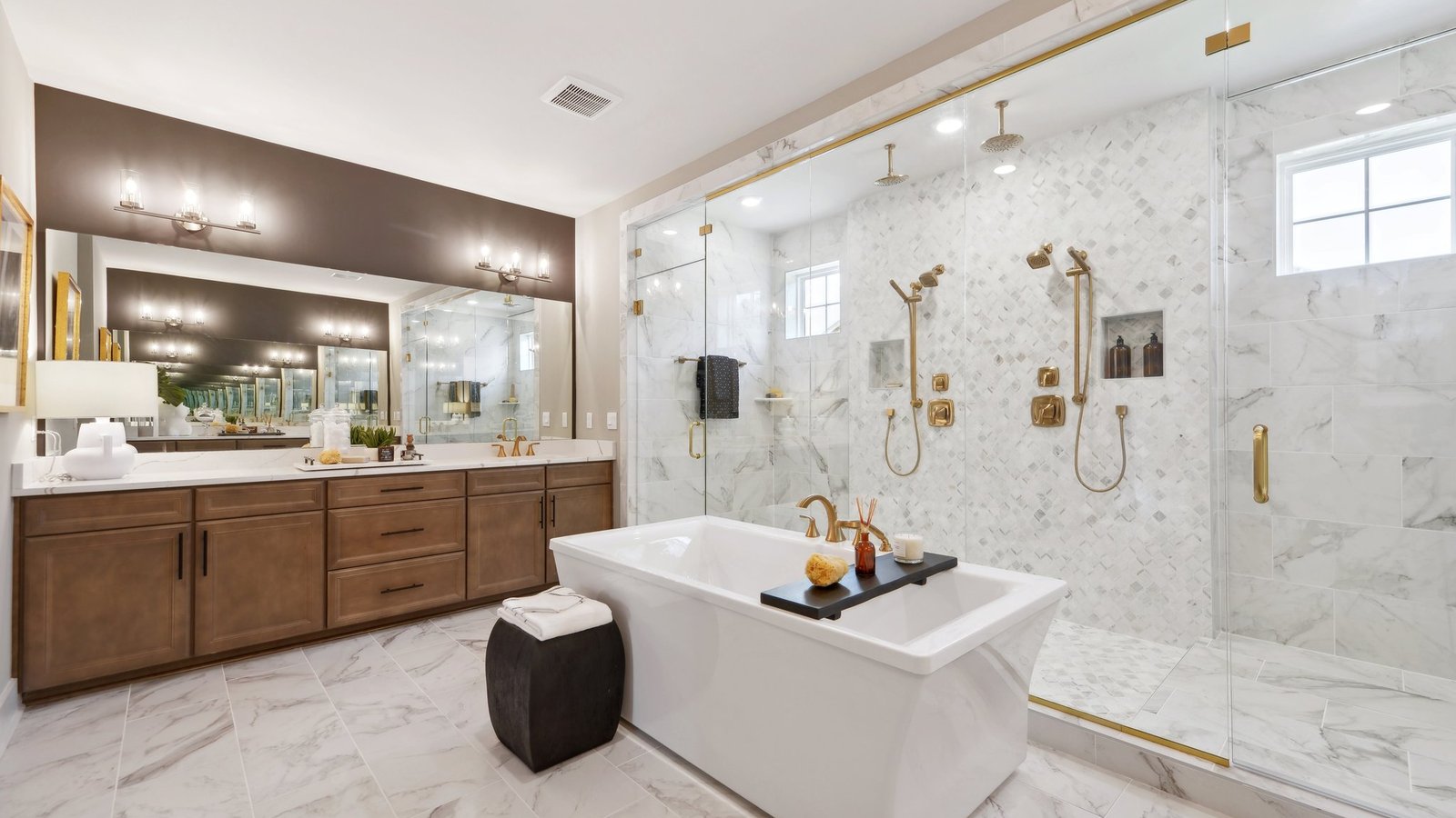 primary bathroom has tons of storage space