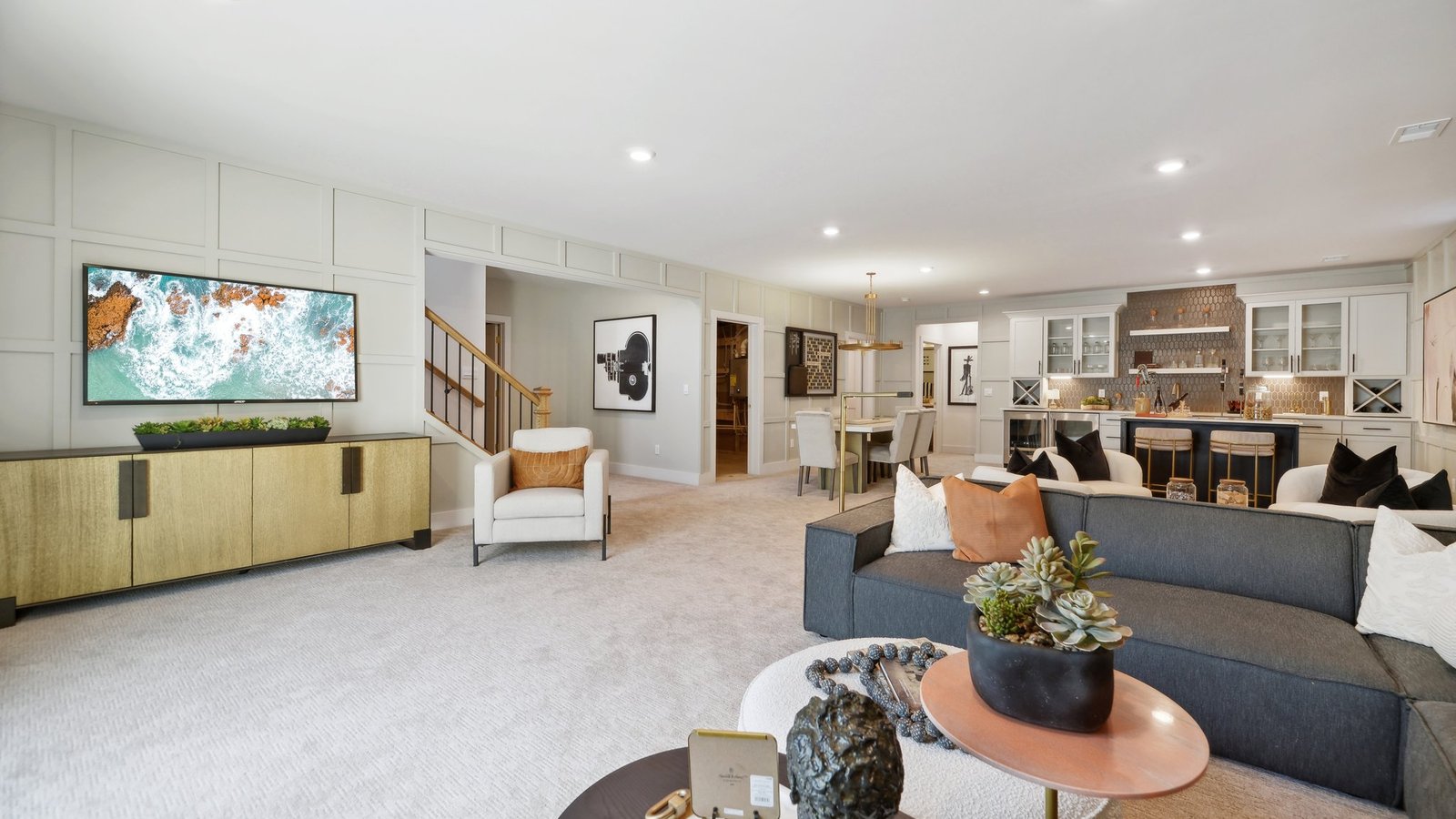 open concept basement area