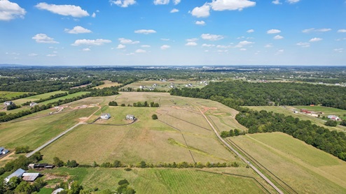 Aerial photos of the community shows large plots of lands