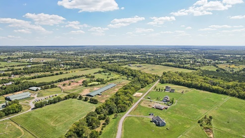 Aerial photos of the community shows large plots of lands
