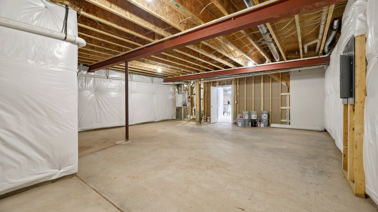 unfinished basement storage