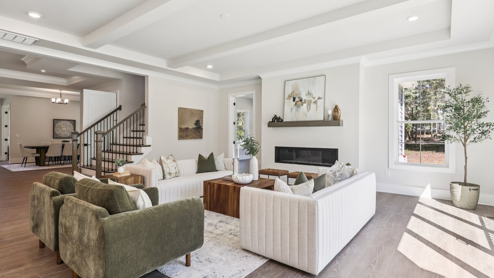 well-lit living room