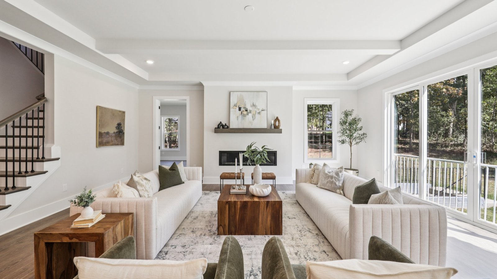 living room features a fireplace