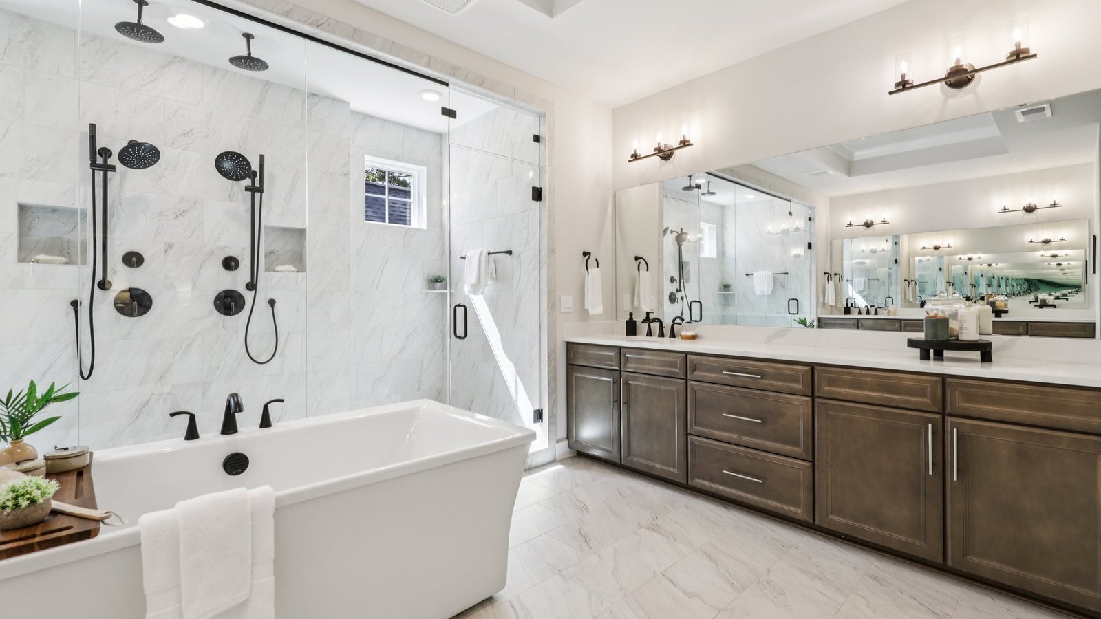 spacious primary bathroom