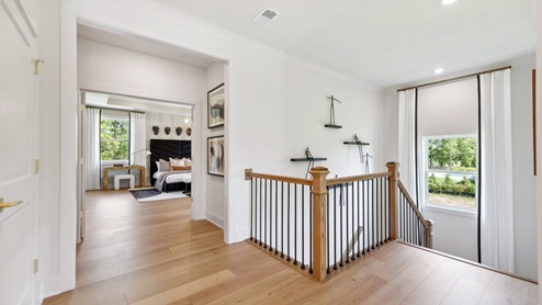 primary bedroom is to right once you come up the stairs