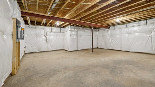 unfinished basement storage