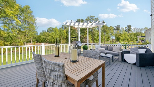 patio has space for multiple tables or couches
