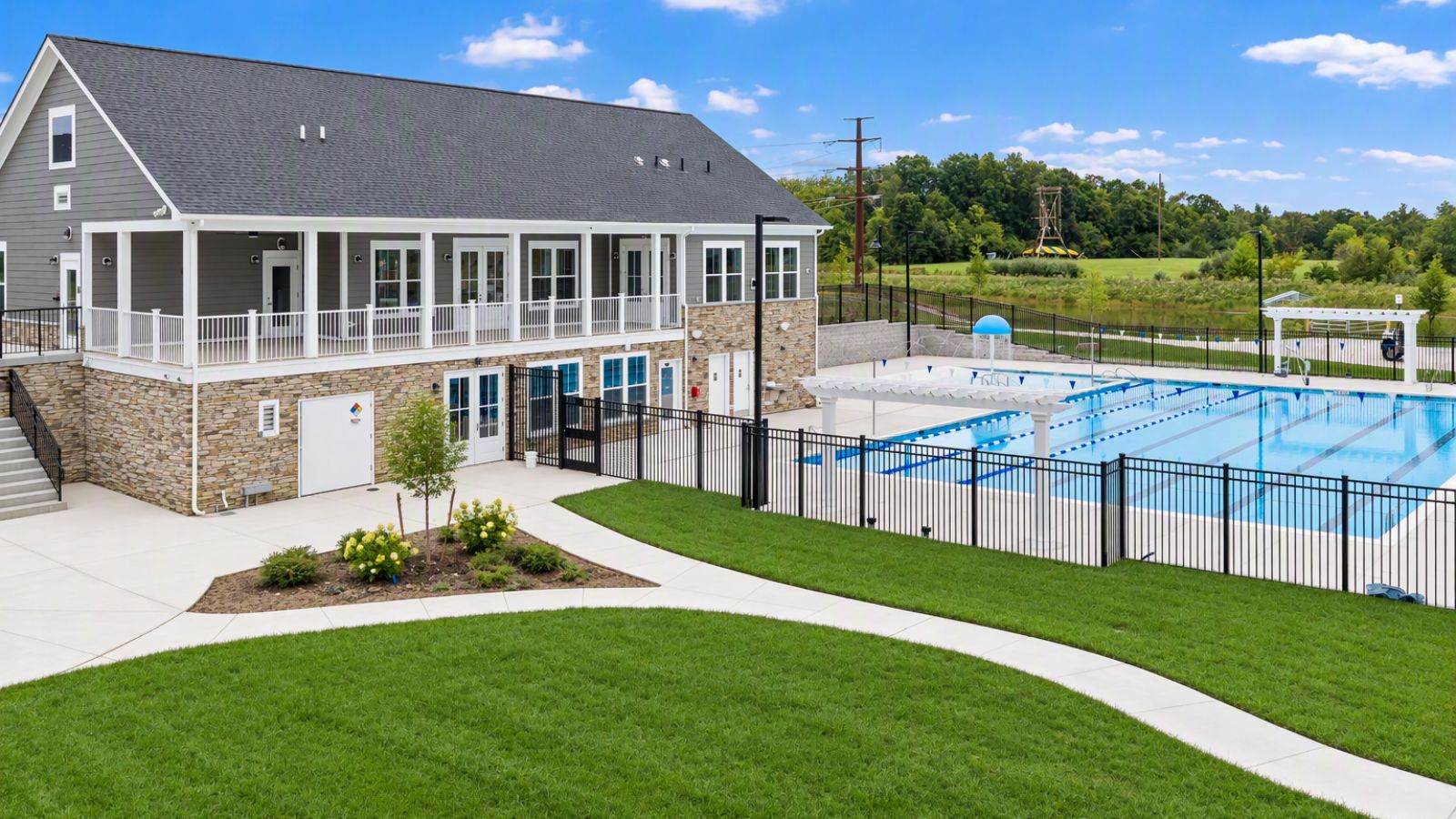 Swimming pool amenity at Innovation Town Center by D.R. Horton, featuring new townhomes in Manassas, VA.