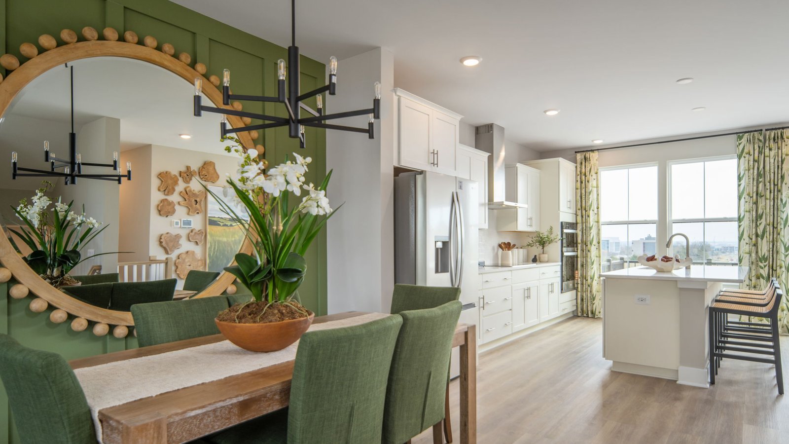 open dining and living space