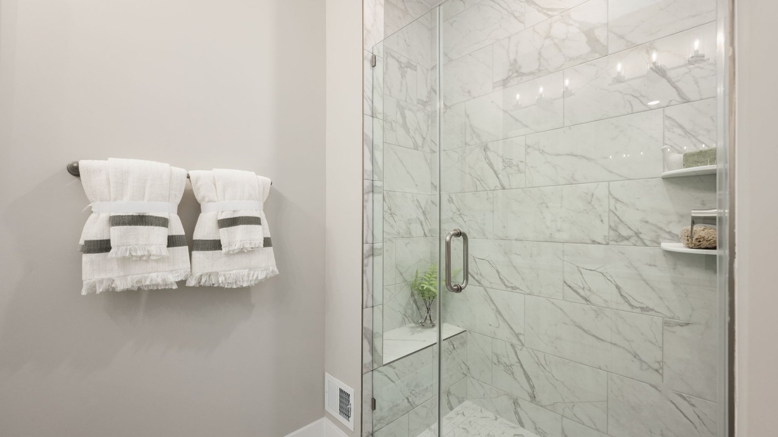 primary full bathroom with dual sink vanity