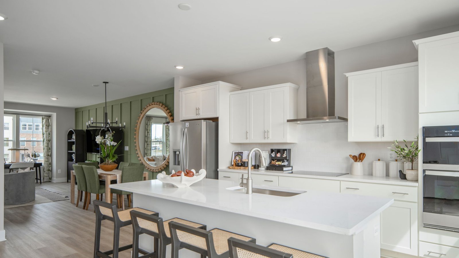 Gourmet kitchen with center island in Innovation Town Center townhome