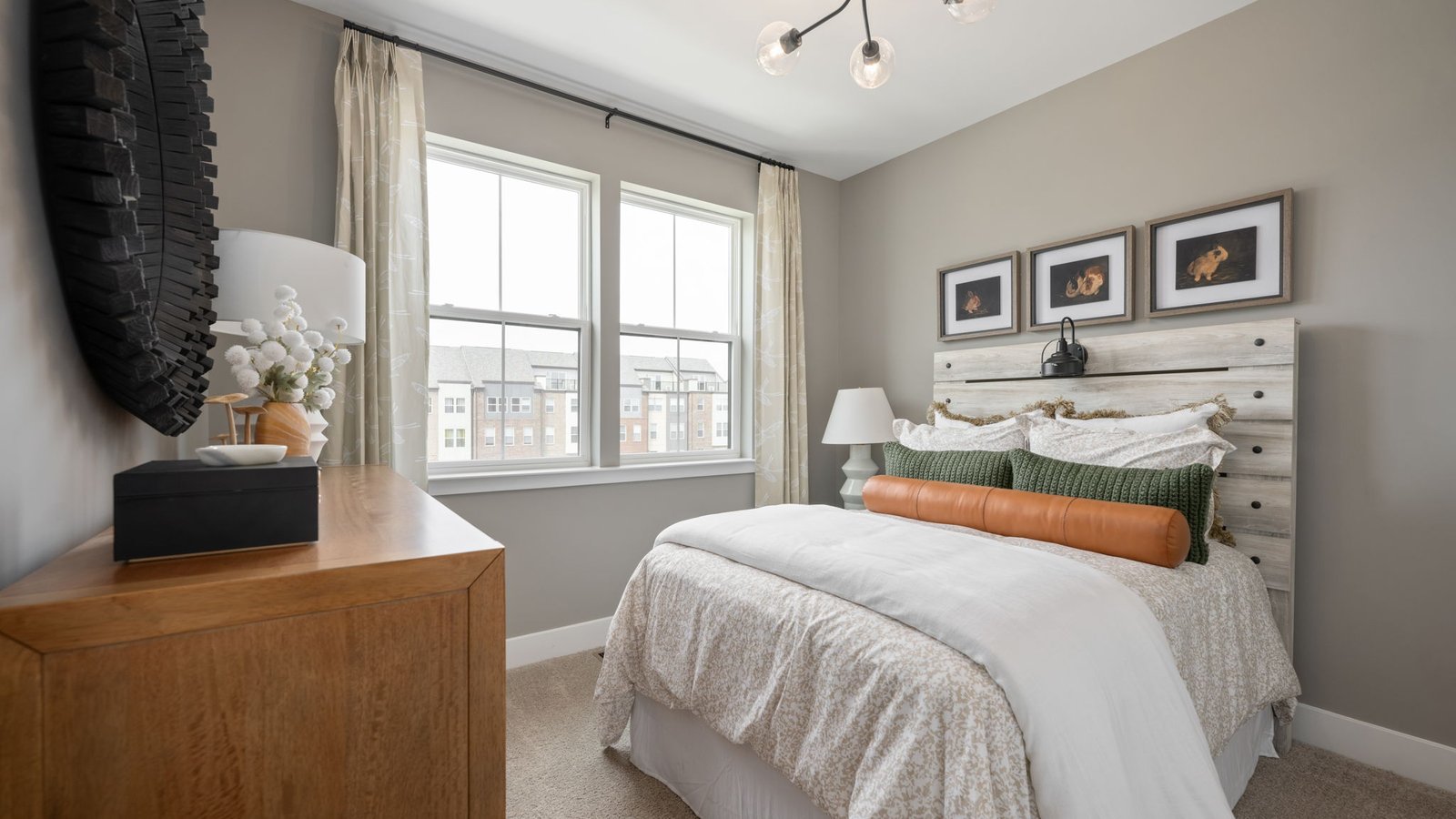 Bright upstairs bedroom in modern Northern Virginia townhome