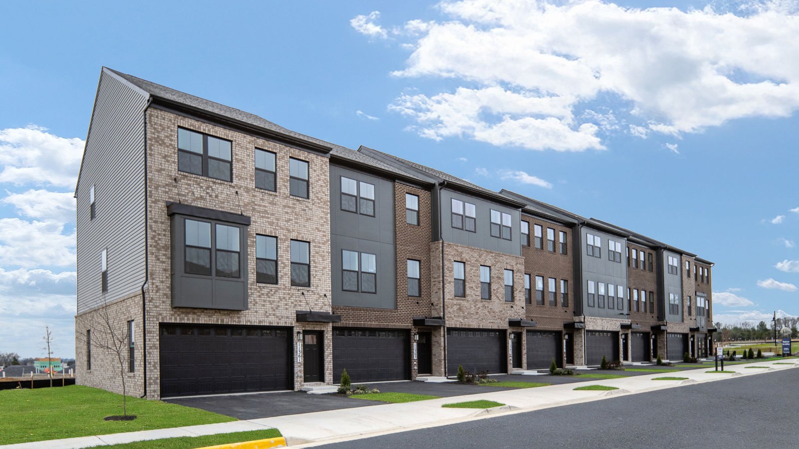 Modern three-level townhome exterior in Northern Virginia