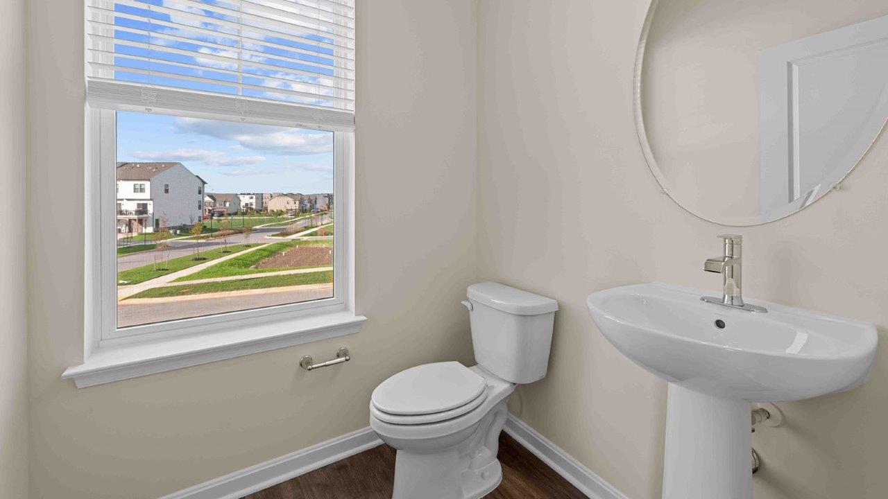 Powder room on a second floor