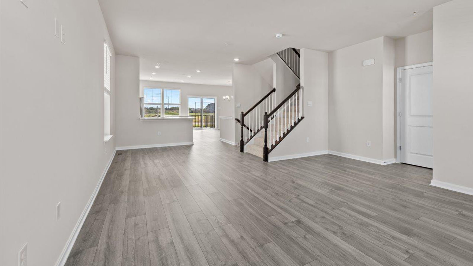 Great room on a second floor and dining room